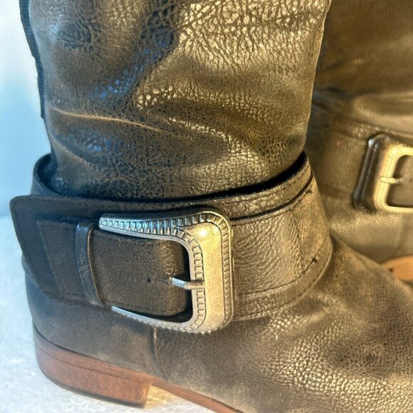 Torrid SZ 9 Kallie Black Leather Riding Knee high Boot Western Moto Edgy Boho - Picture 11 of 15